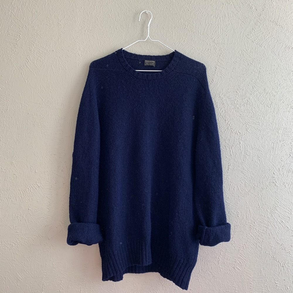 1960s vintage navy blue 100% wool sweater